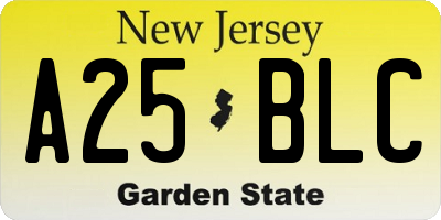 NJ license plate A25BLC