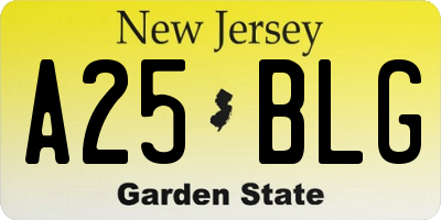 NJ license plate A25BLG
