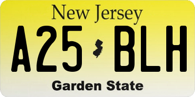 NJ license plate A25BLH