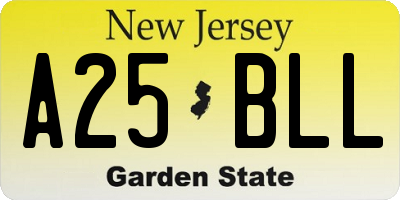 NJ license plate A25BLL