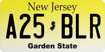 NJ license plate A25BLR