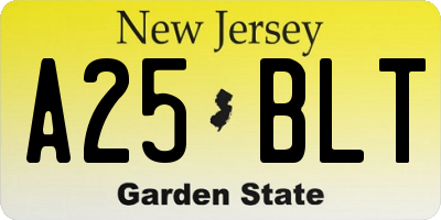 NJ license plate A25BLT