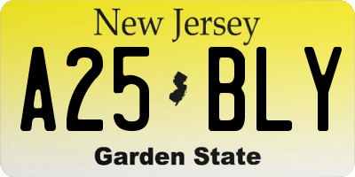 NJ license plate A25BLY
