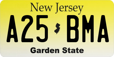 NJ license plate A25BMA