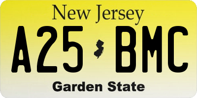 NJ license plate A25BMC