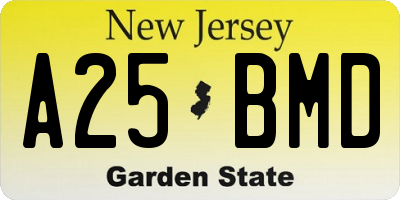 NJ license plate A25BMD
