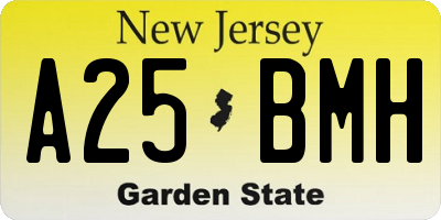 NJ license plate A25BMH