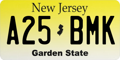 NJ license plate A25BMK