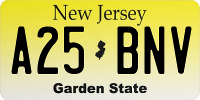 NJ license plate A25BNV