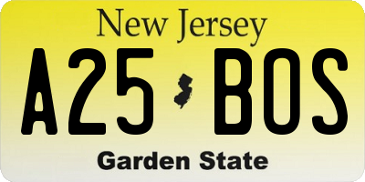 NJ license plate A25BOS