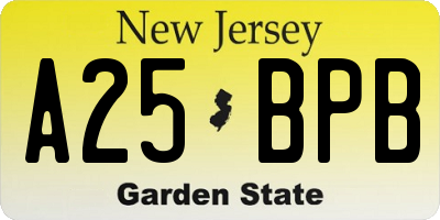 NJ license plate A25BPB
