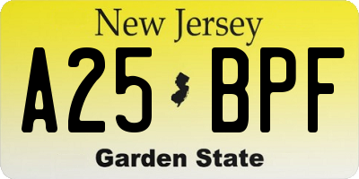 NJ license plate A25BPF