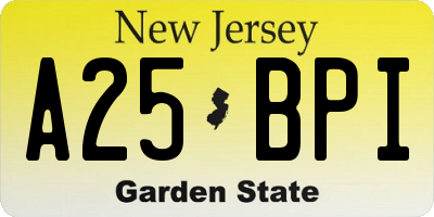 NJ license plate A25BPI