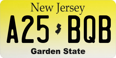 NJ license plate A25BQB