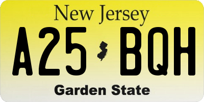 NJ license plate A25BQH