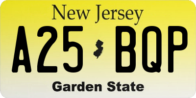 NJ license plate A25BQP