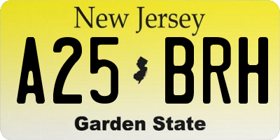 NJ license plate A25BRH