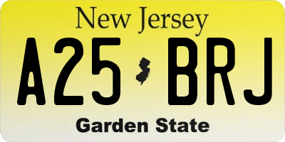 NJ license plate A25BRJ