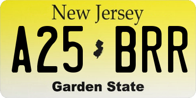 NJ license plate A25BRR