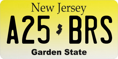 NJ license plate A25BRS