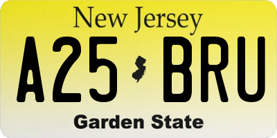 NJ license plate A25BRU