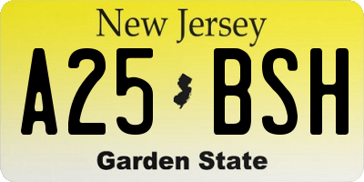 NJ license plate A25BSH