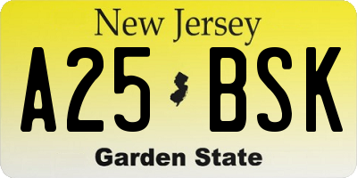NJ license plate A25BSK