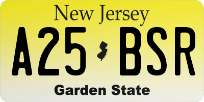 NJ license plate A25BSR