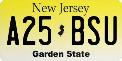 NJ license plate A25BSU