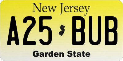 NJ license plate A25BUB