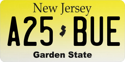 NJ license plate A25BUE