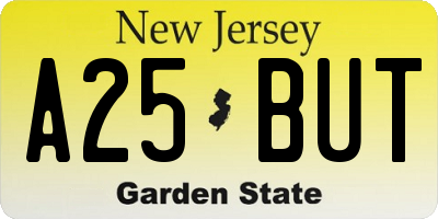 NJ license plate A25BUT