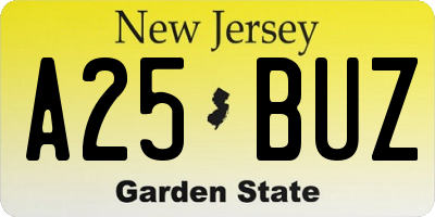 NJ license plate A25BUZ