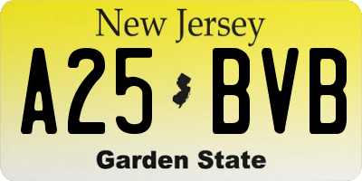 NJ license plate A25BVB