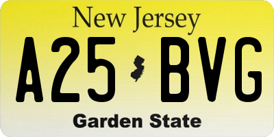 NJ license plate A25BVG