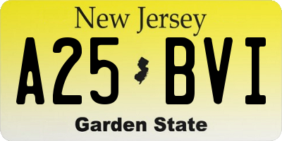 NJ license plate A25BVI