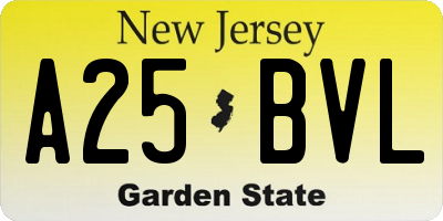 NJ license plate A25BVL