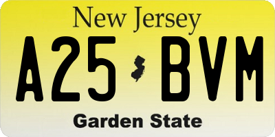 NJ license plate A25BVM