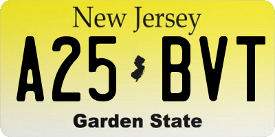 NJ license plate A25BVT