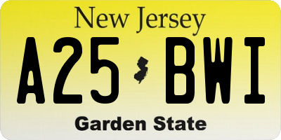 NJ license plate A25BWI