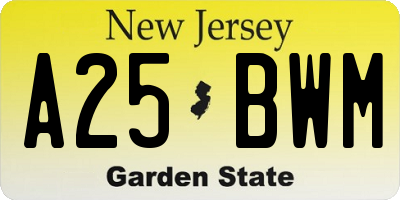 NJ license plate A25BWM