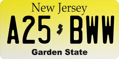 NJ license plate A25BWW
