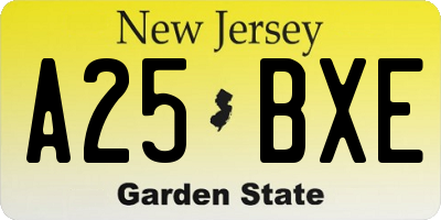 NJ license plate A25BXE