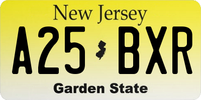 NJ license plate A25BXR