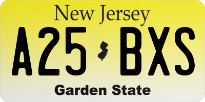 NJ license plate A25BXS