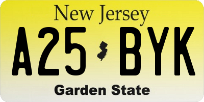 NJ license plate A25BYK