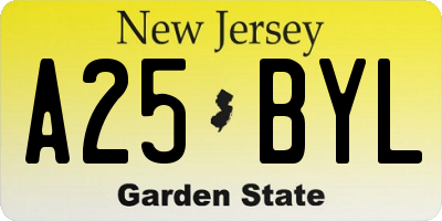 NJ license plate A25BYL