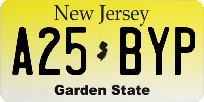 NJ license plate A25BYP