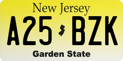 NJ license plate A25BZK