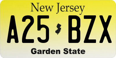 NJ license plate A25BZX